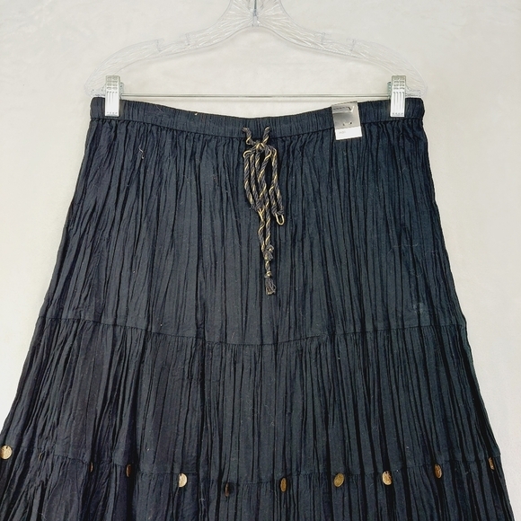 Venezia Black Bohemian Gypsy Aesthetic Knee Length A-Line Skirts 684 - Picture 3 of 9